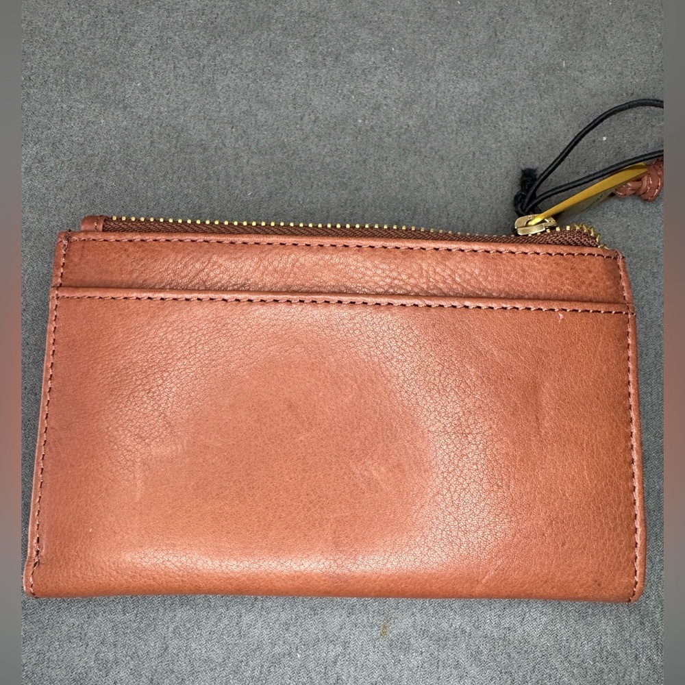 Margot New York Brown Leather Wristlet Wallet Bifold Zip Snap Genuine Leather - Picture 5 of 11